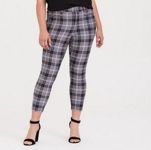 Torrid Premium Ponte Skinny Pant, Color Plaid Slate Grey Size 12s